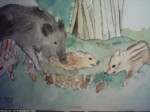 Aquarelle SANGLIERS 30x20 [29.99 -2.90]
